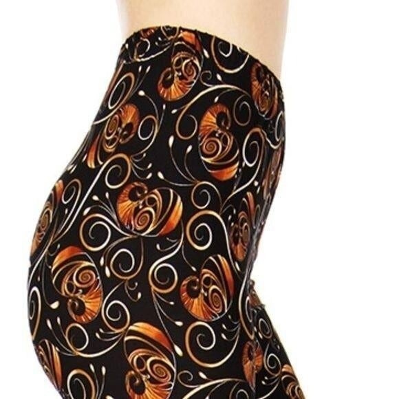 Reg One Size NEW MIX soft brush swirly print leggings - Picture 4 of 9